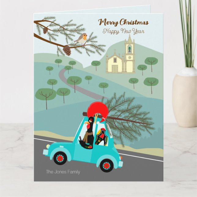 Carte Voyage festif de Noël du coq portugais (Devant)