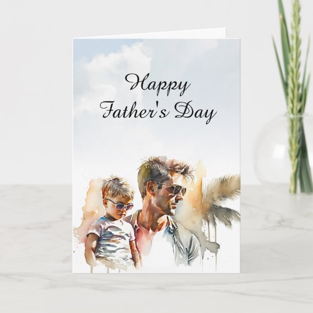 Carte Vrai papa jeune homme et Fête des pères du fils (Devant)
