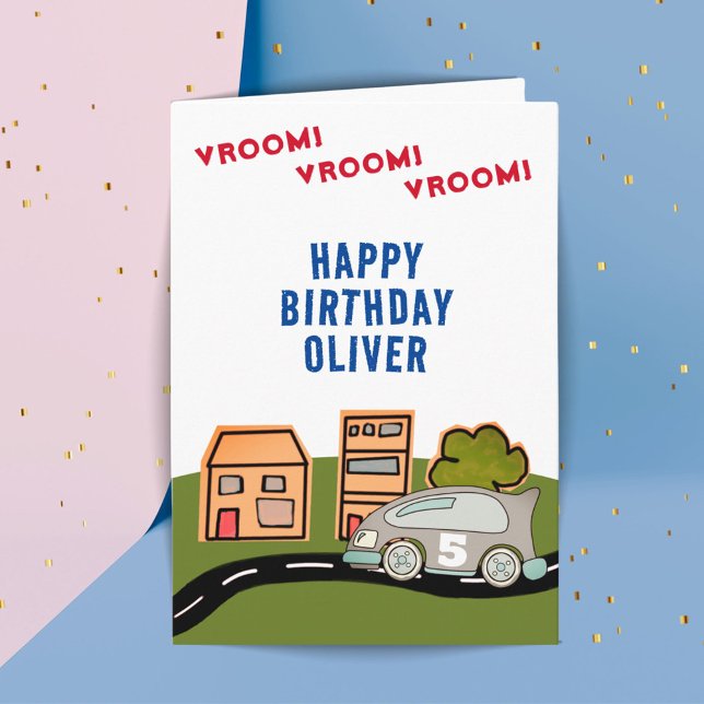 Carte Vroom Vroom Racing Car Road House Joyeux anniversa (Créateur téléchargé)