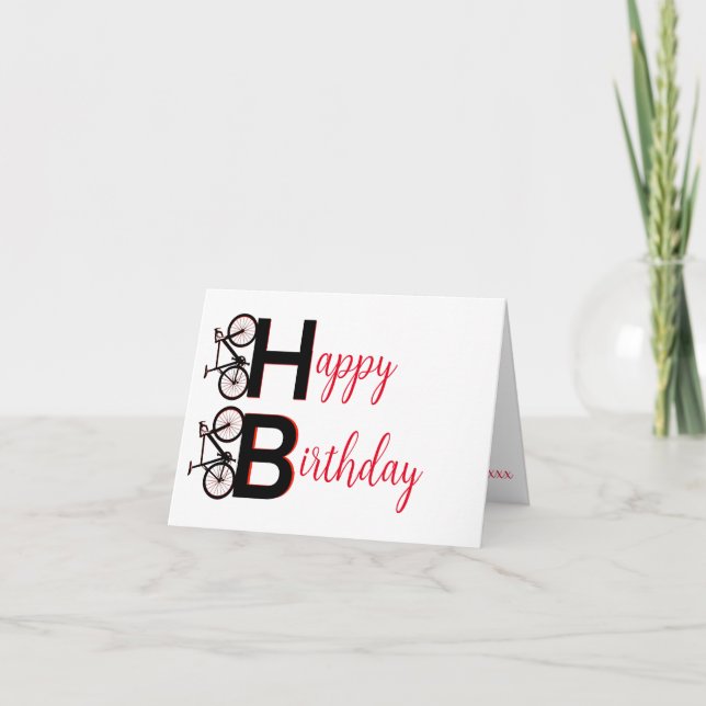 Carte VTT rouge et noir heureux anniversaire MTB (Devant)