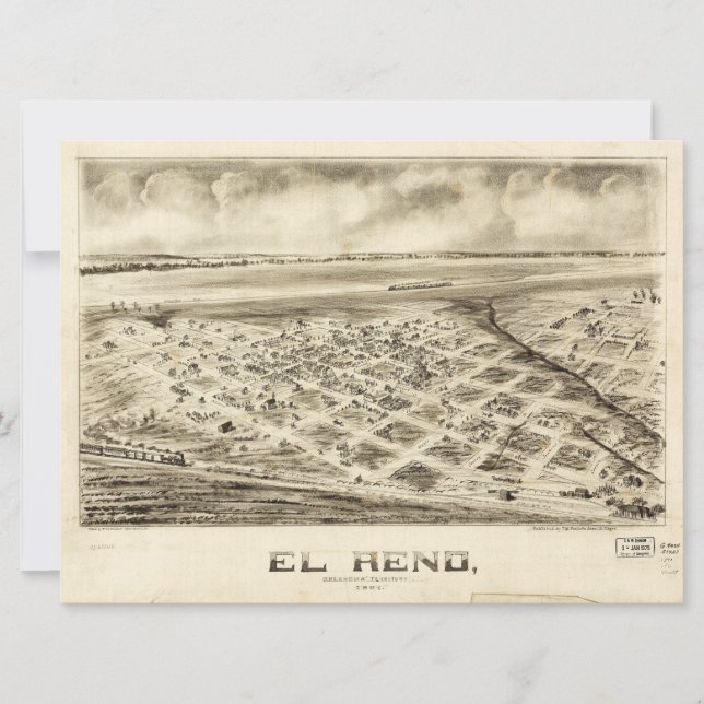 Carte Vue aérienne d'El Reno, Oklahoma (1891) (Devant)