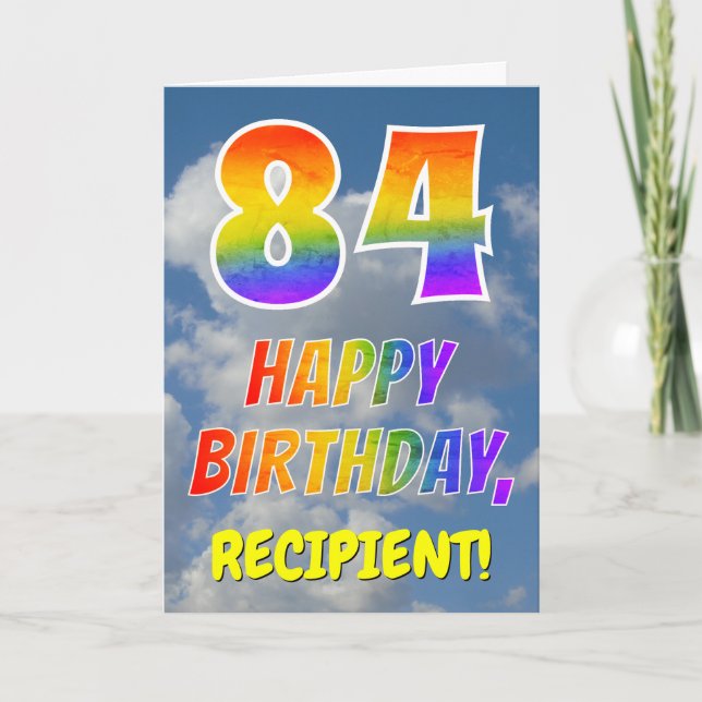 Carte Vue Arc-en-Ciel "84" & "Joyeux Anniversaire", Nuag (Devant)