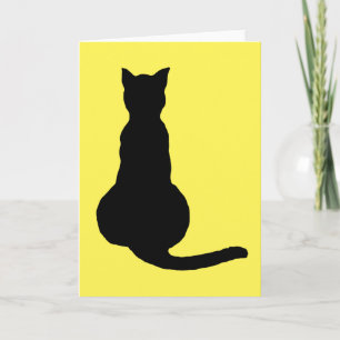 Carte Vue arrière de la silhouette noire d'un chat insub