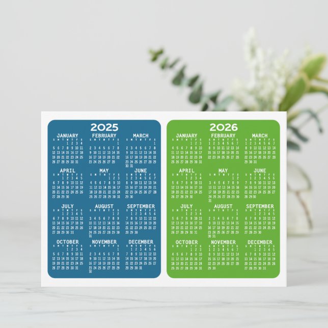 Carte Vue Calendrier 2 ans - bleu vert (Debout devant)
