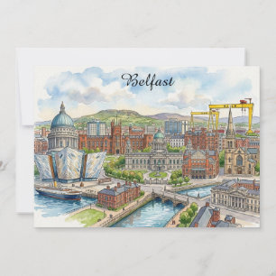 Carte Vue de la ville de Belfast en Irlande du Nord, aqu