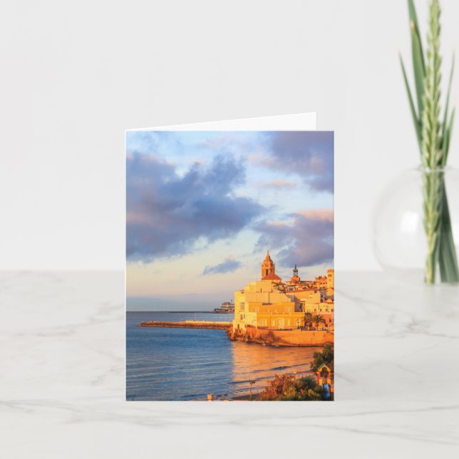 Carte Vue de Sitges, Espagne en train de lézarder tôt le (Devant)