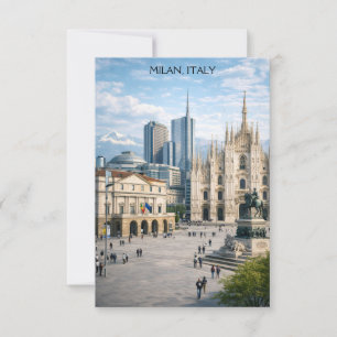 Carte Vue élégante de la ville de Milan Italie Voyage