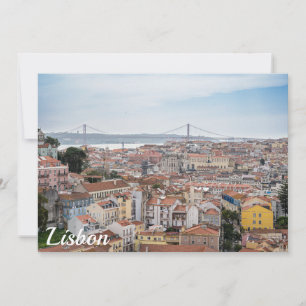 Carte Vue sur la vieille ville de Lisbonne et le pont du