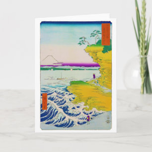 Carte Vue sur le Mont Fuji et le bord de mer, Hiroshige,