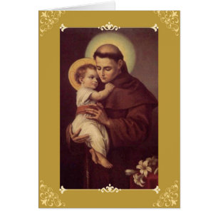Carte w/prayer de salutation/note de St Anthony