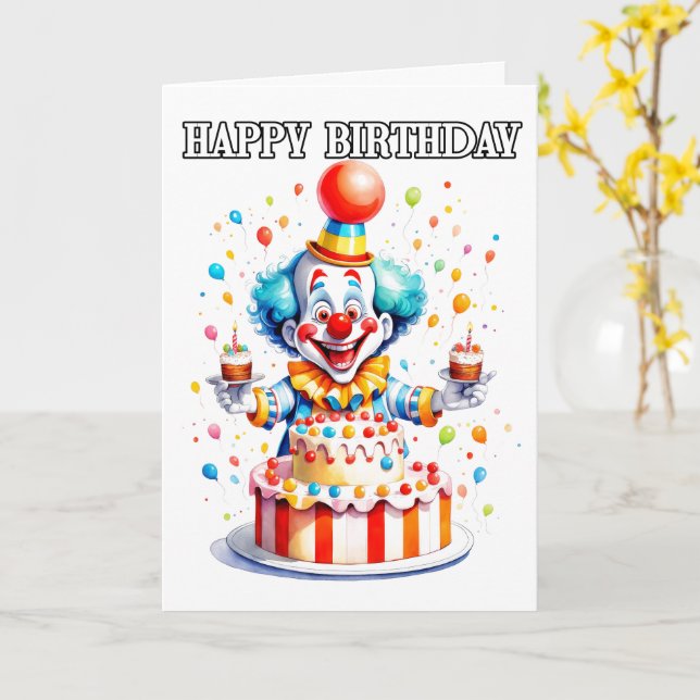 Carte Wacky Little Birthday Party Clown (Fleur jaune)