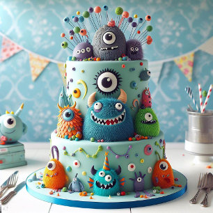 CARTE WACKY MONSTERS DÉCORÉE GÂTEAU ANNIVERSAIRE DE ENFA