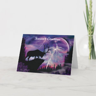 Carte Wapiti mâle dominant contemplant un orage