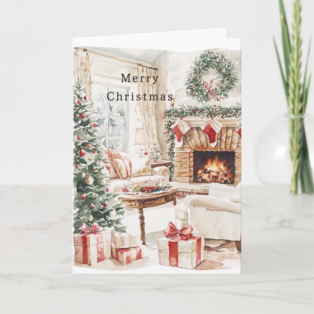 Carte Warm Christmas Tree Fireplace (Devant)