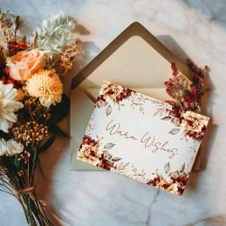 Carte Warm Wishes Autumn Floral Frame Card