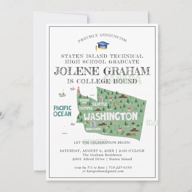 Carte Washington | College Bound Graduation Party (Devant)