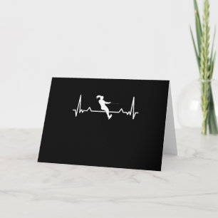 Carte Water Ski Heartbeat Line Drôle cadeau