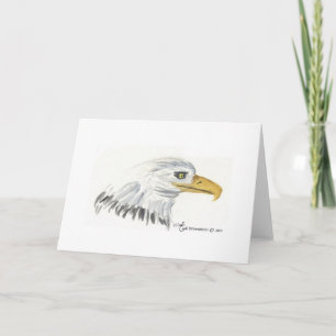 Carte Watercolor American Eagle Head Note Card