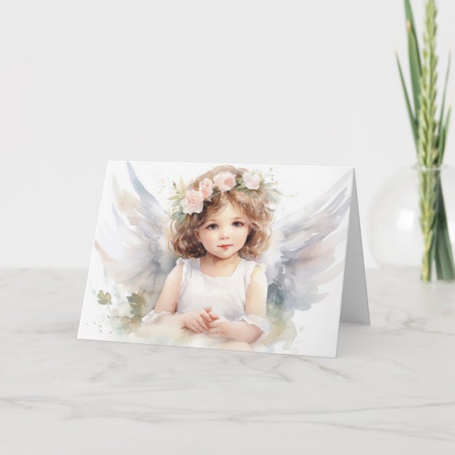 Carte Watercolor Angel Girl pour l'événement religieux (Devant)