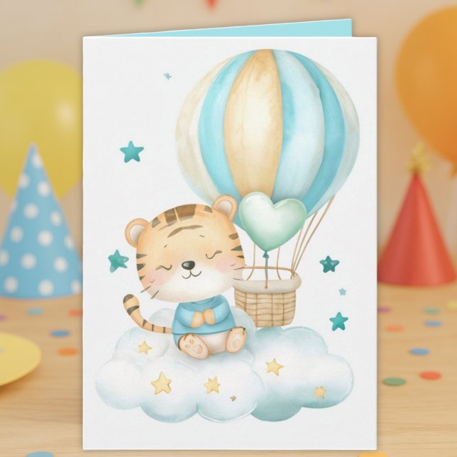 Carte Watercolor Baby Tiger folded greeting  (Créateur téléchargé)