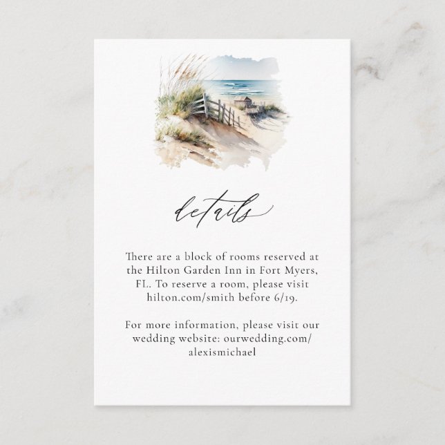 Carte Watercolor Beach Coastal Details (Devant)