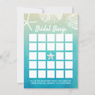 Carte Watercolor Beach Seashs Jeu de bingo de la nuptial