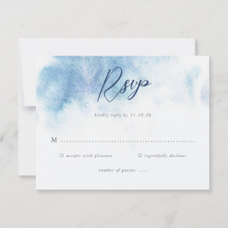 Carte Watercolor Blue Winter Wedding RSVP Card