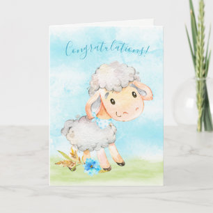 Carte Watercolor Boy Sheep Farm