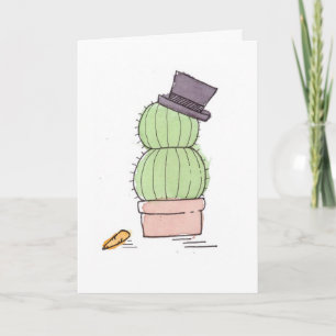 Carte Watercolor Cactus Snowman