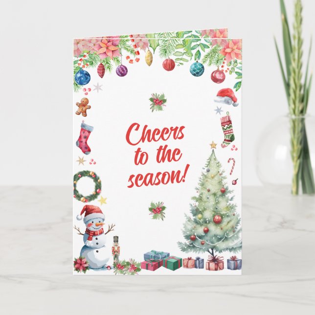 Carte Watercolor Christmas Holiday Greeting (Devant)