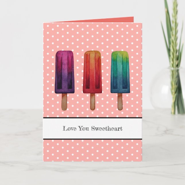 Carte Watercolor Cute Popsicle Glaces Creams (Devant)