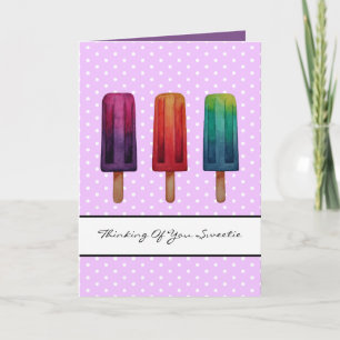 Carte Watercolor Cute Popsicle Glaces Creams