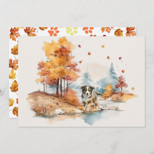 Carte Watercolor Fall Dog Design - Australian Shepherd