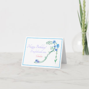 Carte Watercolor Floral Fashion Anniversaire Soeur