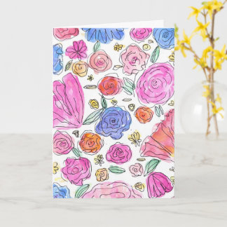 Carte Watercolor Floral Greeting Card (Blank Inside)