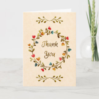 Carte Watercolor Floral Wreath Thank You