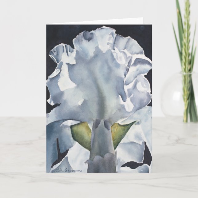 Carte Watercolor Flower Iris Print Grey Card (Devant)