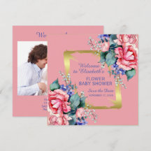 Watercolor Flowers - Golden Frame 10 + your text