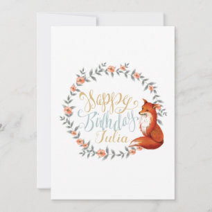 Carte Watercolor Fox Wreath Hommage d'anniversaire