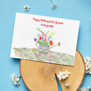 Carte Watercolor Gardener Birthday