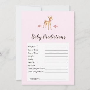 Carte Watercolor Girl Deer Baby shower Predictions Jeu