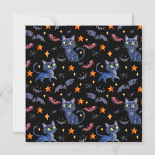 Carte Watercolor Halloween illustration with black cats