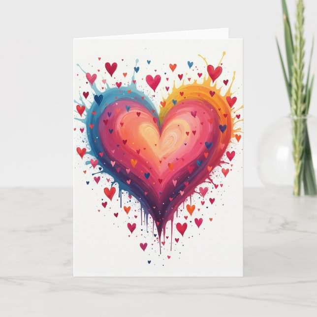 Carte Watercolor Heart Love Card (Devant)