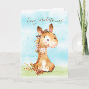 Carte Watercolor Horse Farm Félicitations