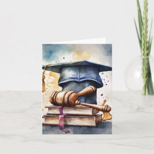 Carte Watercolor Law School Graduation Card-Casquette &