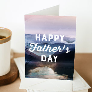 Carte Watercolor Mountains and Lake Happy Father's Day
