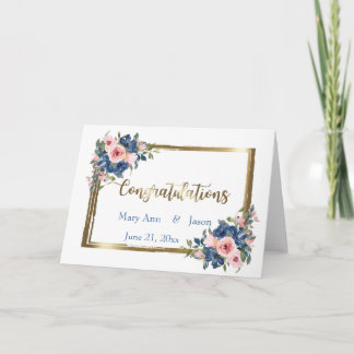 Carte Watercolor Navy et Blush Mariage