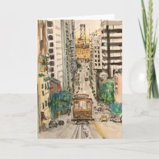 Carte Watercolor of San Francisco on Greeting Card