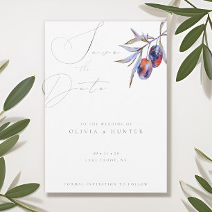 Carte Watercolor Olive Branch Wedding Enregistrer la car