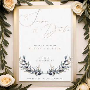 Carte Watercolor Olive Branch Wedding Enregistrer la car